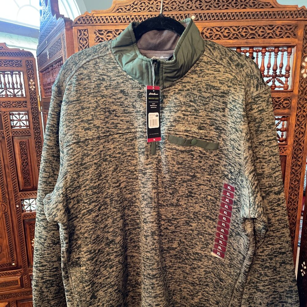 Brand New (with tags) Eddie Bauer Green Sweater Fleece Jacket Men's XL